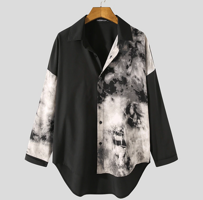 "Split Smoke" Unisex Men Women Streetwear Button Up Shirt - Street King Apparel