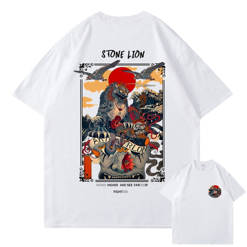 "Stone Lion" Men Women Streetwear Unisex Graphic T-Shirt - Street King Apparel