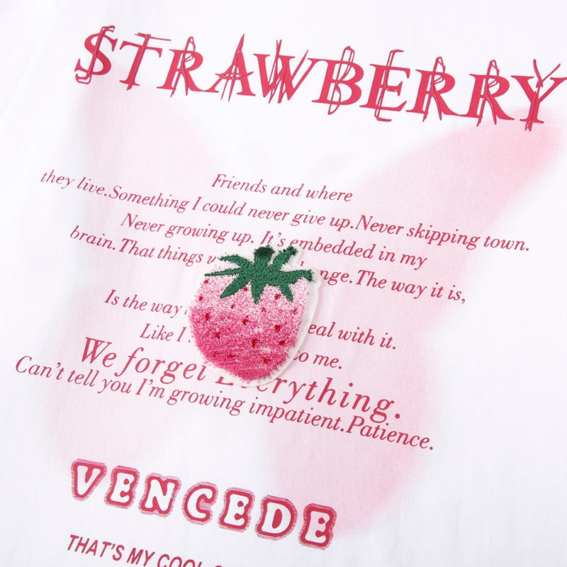 "Strawberry" Unisex Men Women Streetwear Graphic T-Shirt - Street King Apparel