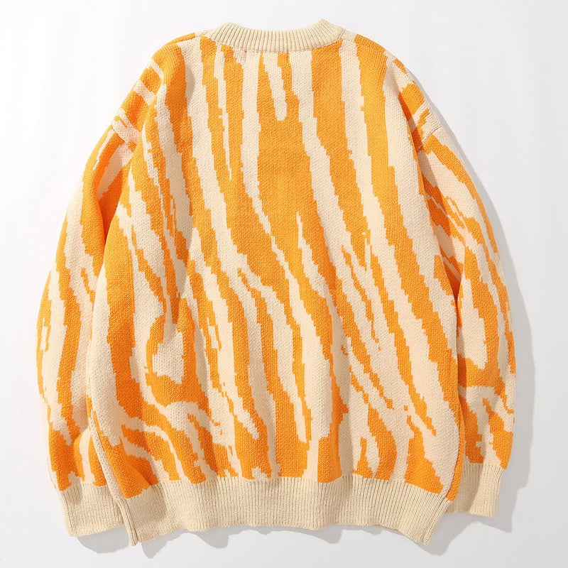 "Orange Wave" Unisex Men Women Streetwear Graphic Sweater - Street King Apparel